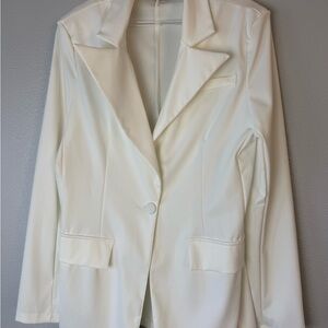 SHEIN Ivory Single-Button Blazer Jacket and Short set